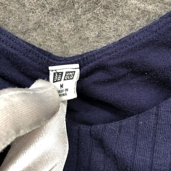 Uniqlo Ribbed V-Neck Camisole Bra Top Womens M Blue Padded - Picture 5 of 9